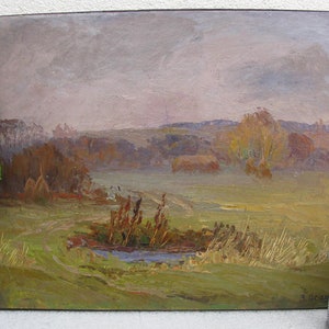 PINTURA ORIGINAL VINTAGE, pintura a óleo, realismo socialista, realismo vintage, gênero, paisagem, Verão, No prado, 1986, artista Z.Osadtsa