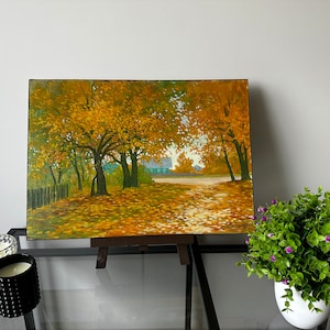VINTAGE ORIGINAL PAINTING, oil painting, vintage realism, modern painting, impressionism, landscape, Autumn motive, 2005, artist V. Savenets