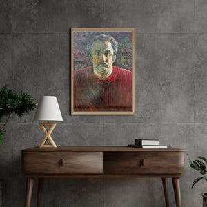 VINTAGE PAINTING, oil painting, vintage realism, socialist realism, portrait, male portrait, Self-portrait, artist S. Antonyuk