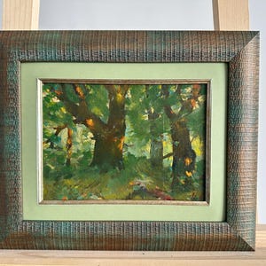 PINTURA ORIGINAL VINTAGE, pintura al óleo, realismo vintage, impresionismo, paisaje, En el bosque, artista L. Litvin