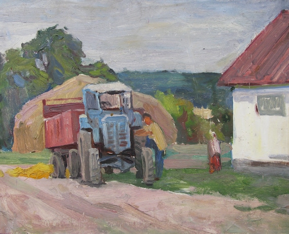 ヴィンテージ オリジナル ペインティング、社会主義リアリズム