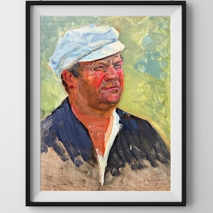 PINTURA VINTAGE, realismo vintage, realismo socialista, retrato, retrato masculino, hombre, artista M. Bondarenko