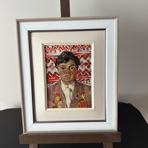 Pintura al óleo, vintage, realismo socialista, diseño de interiores, retrato, retrato de un hombre, Hombre, artista K. Litvin