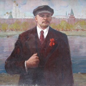 VINTAGE ORIGINAL PAINTING, socialist realism, genre painting, portrait, Moscow festive canvas, oil, 1978, by Ukrainian artist N. Maltsev