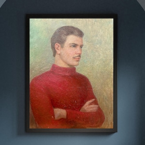 PINTURA VINTAGE, pintura al óleo, realismo vintage, realismo socialista, retrato de un hombre, Hombre, artista V. Nesterov