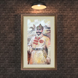 PINTURA VINTAGE, pintura al óleo, realismo socialista, retrato, retrato masculino, Retrato de un militar, artista F. Ryabokon