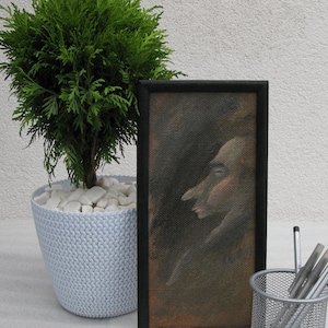 ORIGINAL PAINTING, vintage realism, modern painting, oil painting, surrealism, portrait, Profile, 1996, L. Kovalenko