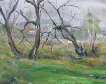 ORIGINAL PAINTING, painting on canvas, modern painting, landscape, Spring, paintings in the 2000s