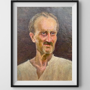 PINTURA VINTAGE, pintura al óleo, realismo vintage, realismo socialista, retrato de un hombre, Hombre, artista V. Nesterov