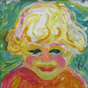 VINTAGE PINTURA ORIGINAL, realismo socialista, retrato, niño, estudio, óleo sobre cartón, 1962, artista ucraniano L. Lytvyn