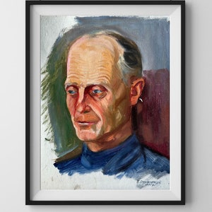 PINTURA ORIGINAL, realismo vintage, pintura al óleo, impresionismo, retrato, retrato masculino, Hombre, artista B. Romanyuk