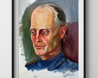 ORIGINAL PAINTING, vintage realism, oil painting, impressionism, portrait, male portrait, Man, artist B. Romanyuk