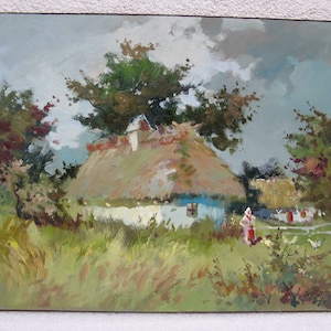 ORIGINAL PAINTING, modern painting, oil painting, impressionism, landscape, rural landscape, House in the village, 2020s, Y. Suprunchuk