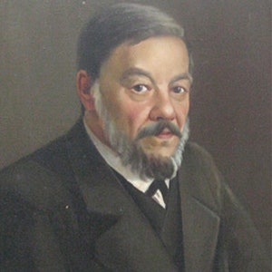 VINTAGE ORIGINAL PAINTING, portrait "Scientist", oil, canvas, painted in 1970, socialist realism