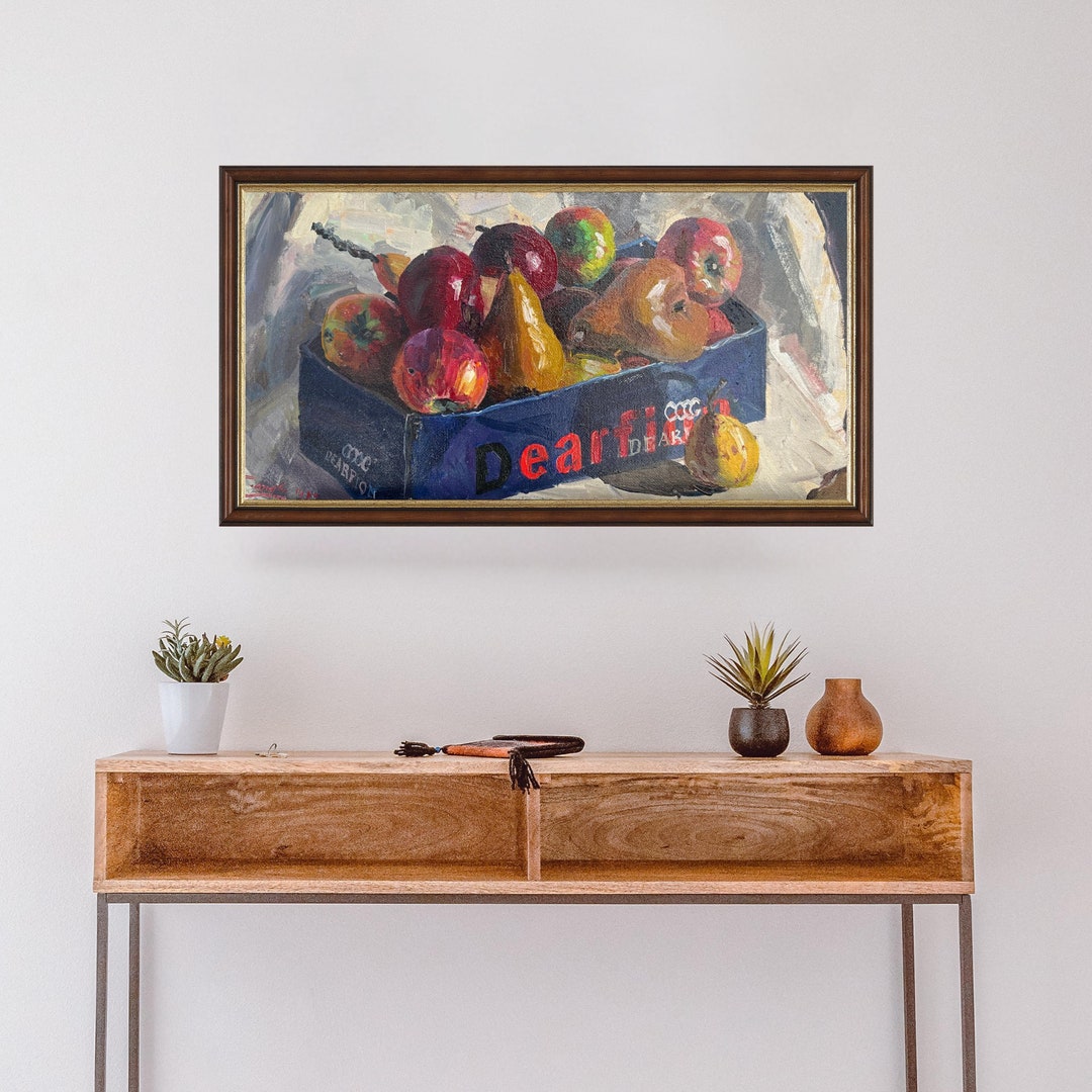 オリジナル絵画、油絵、社会主義リアリズム、印象派、静物画、夏の果物