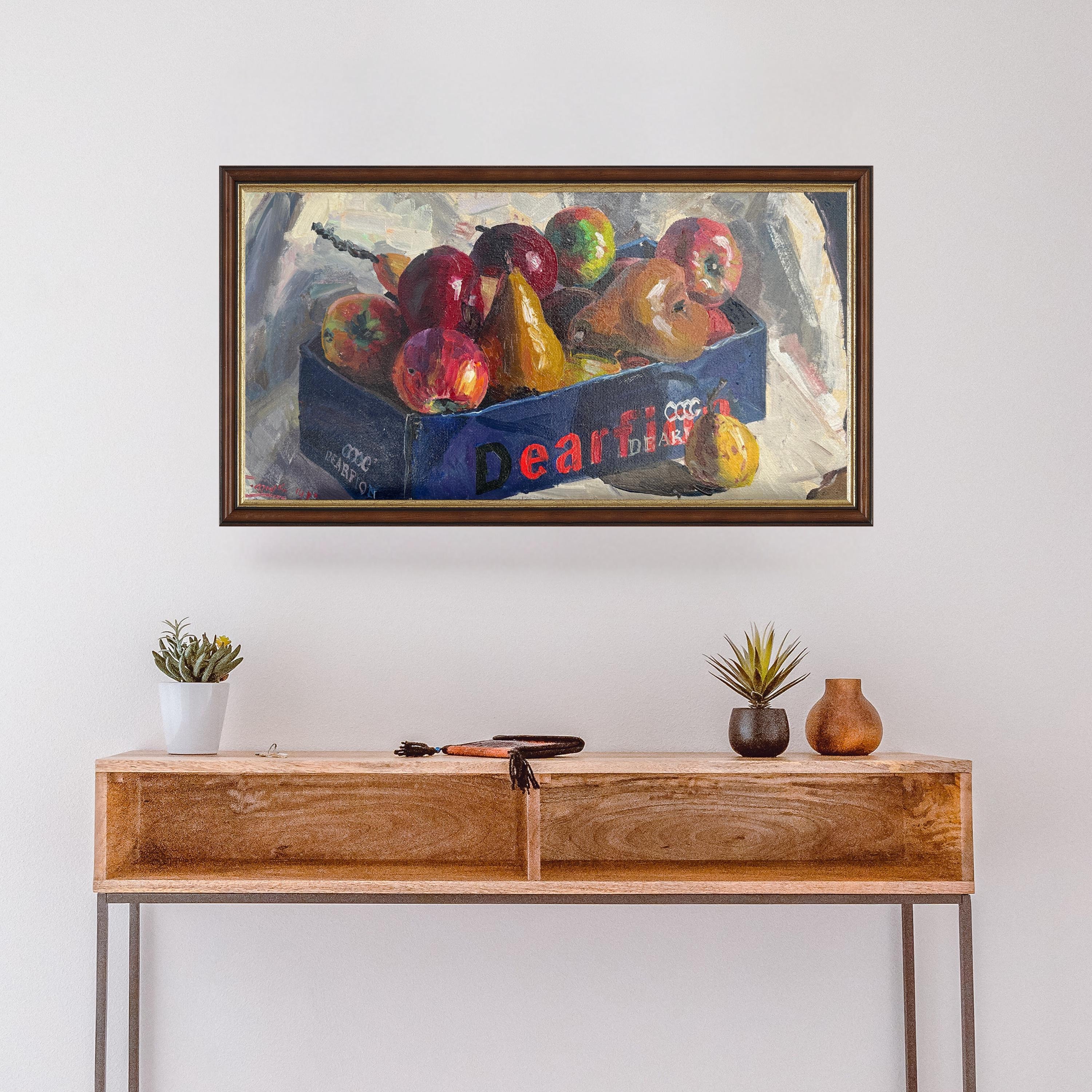 オリジナル絵画、油絵、社会主義リアリズム、印象派、静物画、夏の果物