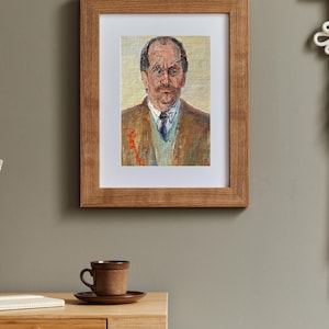 VINTAGE SCHILDERIJ, olieverfschilderij, vintage realisme, socialistisch realisme, portret, mannelijk portret, man, kunstenaar D. Gribok