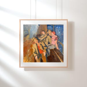 PINTURA ORIGINAL VINTAGE, pintura al óleo, realismo socialista, impresionismo, paisaje, género, descanso, artista N. Chernikov