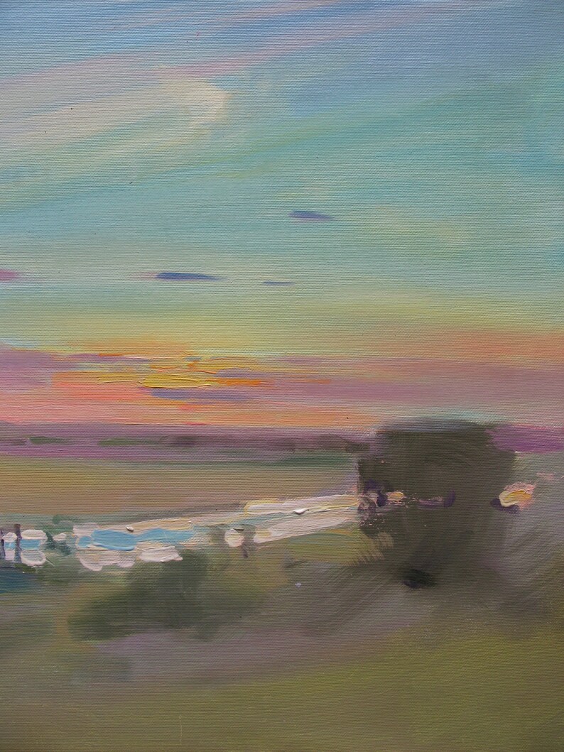 contemporary painting painted in the 2010s by a Ukrainian artist oil on canvas landscape Bridge over the river ORIGINAL PAINTING