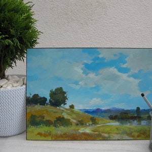 ORIGINAL PAINTING, modern painting, vintage realism, impressionism, oil painting, landscape, Summer day, Hills, 2022s, Y. Suprunchuk