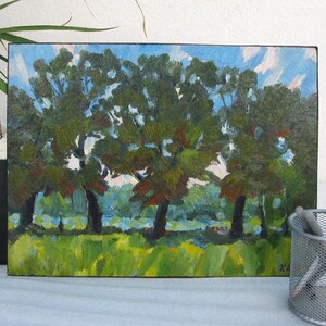 VINTAGE ORIGINAL GEMÄLDE, Ölmalerei, Vintage Realismus, sozialistischer Realismus, Impressionismus, Landschaft, Garten, 1983, Künstler K. Litvin