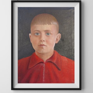 VINTAGE PAINTING, oil painting, wall art, socialist realism, portrait, male portrait, A little boy, artist A. Chernov