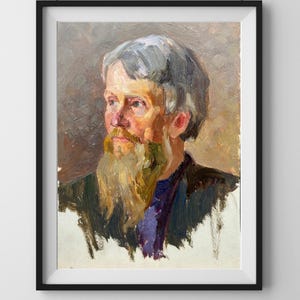 PINTURA VINTAGE, pintura al óleo, realismo vintage, realismo socialista, retrato de un hombre, Hombre, artista V. Nesterov