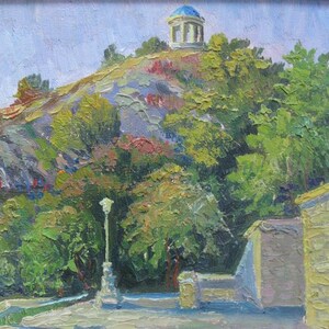PINTURA ORIGINAL VINTAGE, realismo socialista, paisagem, Song Altanka, papelão, óleo, pintada na década de 1990 pelo artista ucraniano M. Tkachuk