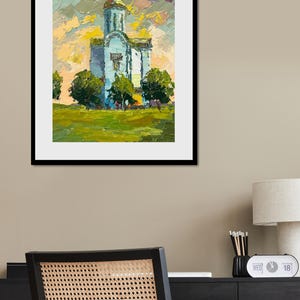 ORIGINAL PAINTING, vintage realism, oil painting, impressionism, landscape, Church in the village, artist L. Kovriga