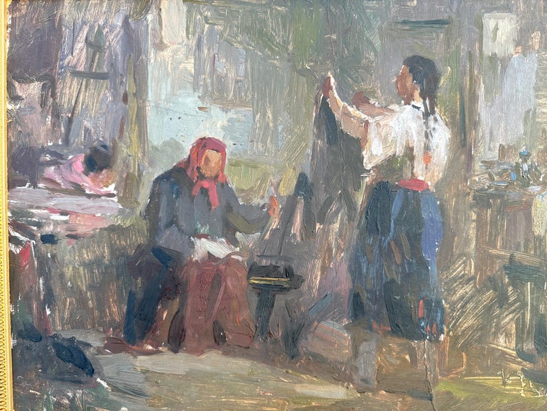 VINTAGE PAINTING, Oil Painting, Vintage Realism, Socialist Realism