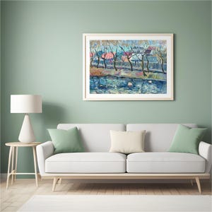 VINTAGE ORIGINAL PAINTING, oil painting, socialist realism, impressionism, landscape, On the river bank, artist V. Chernikov