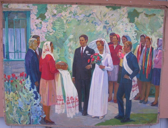 VINTAGE ORIGINAL PAINTING, Socialist Realism, Genre Painting