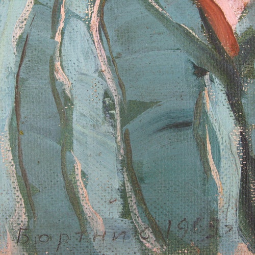 VINTAGE shops ORIGINAL PAINTING, oil painting, vintage, realism, socialist realism, portrait, genre, male portrait, Man, 1969, artist I. Bortnik