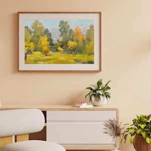 PINTURA VINTAGE, pintura a óleo, realismo vintage, realismo socialista, paisagem, dia de outono, artista V. Nesterov