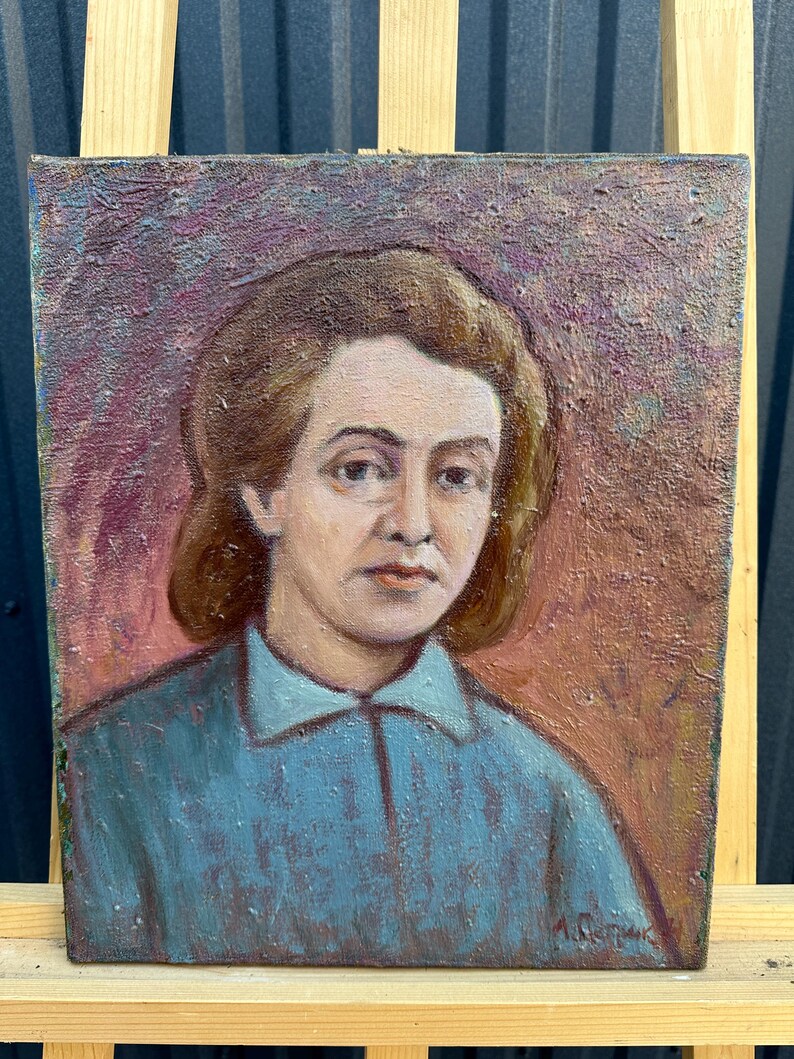 VINTAGE PAINTING, Oil Painting, Vintage Realism, Socialist Realism, Portrait, Female Portrait