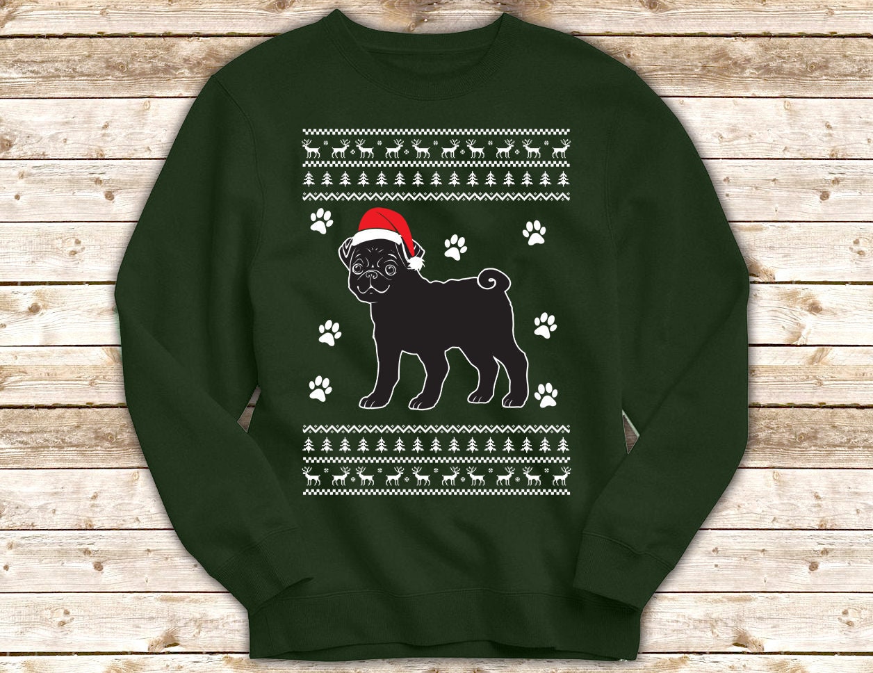 Pug christmas sweatshirt pug christmas sweater pug christmas Etsy
