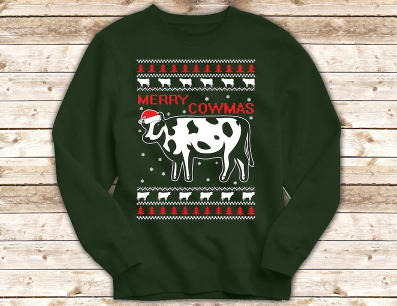 Cow christmas ugly sweatshirt cow christmas ugly sweater cow Etsy