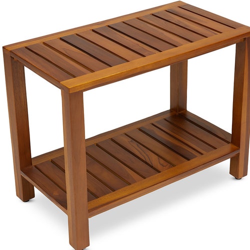 Teak Shower Bench With Shelf 21 Inch Fully Assembled Teak - Etsy