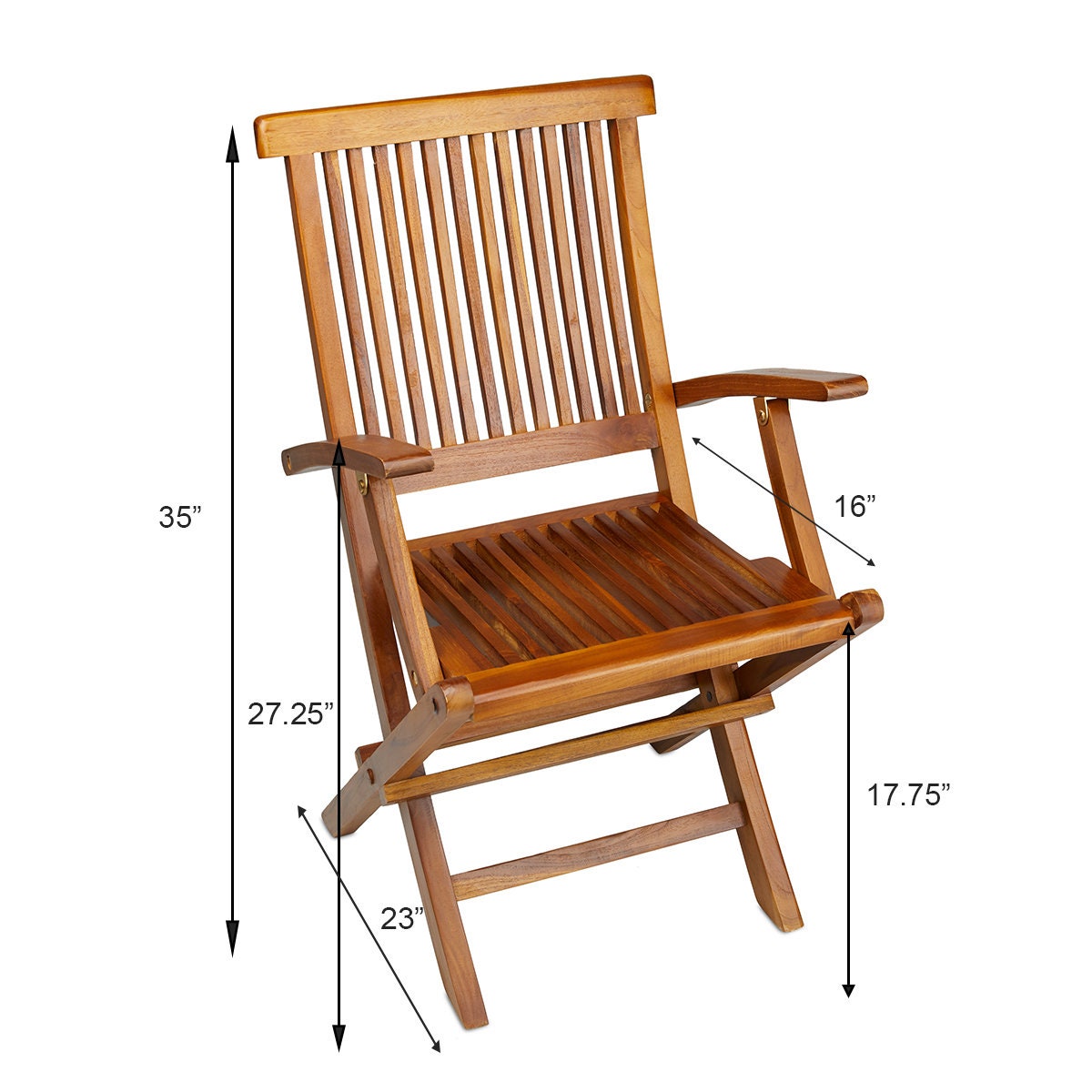 Teak Folding Arm Chair Outdoor Indoor 2 Piece Set Fully Etsy