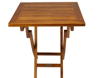 Teak Square Folding Table (Fully Assembled) (27.5"x27.5"x30") for Garden, Boat, Outdoor, Patio, Bistro Table, Wood Dining Table, The Dag