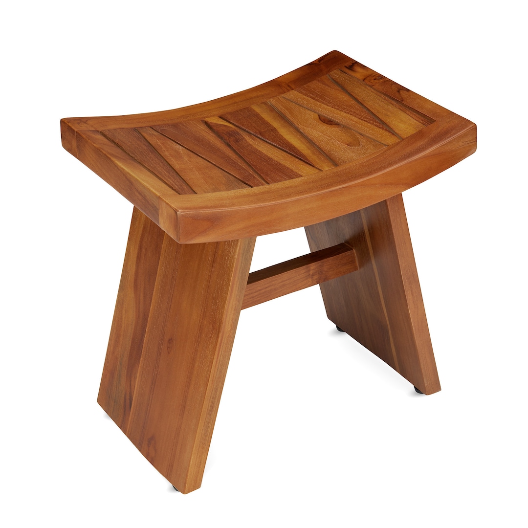 Teak Shower Bench Stool for Bath & Spa fully Assembled, 18 Inch, Shower