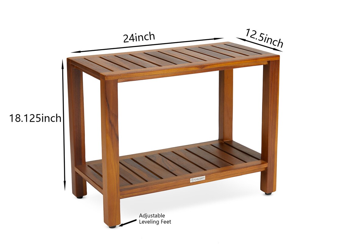 Teak Shower Bench With Shelf 24 Inch for Bathroom Spa Fully - Etsy