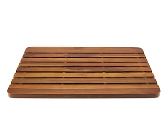 Bamboo Wooden Slatted Duck Board Bathroom Bath Shower Mat Grey White Natural New