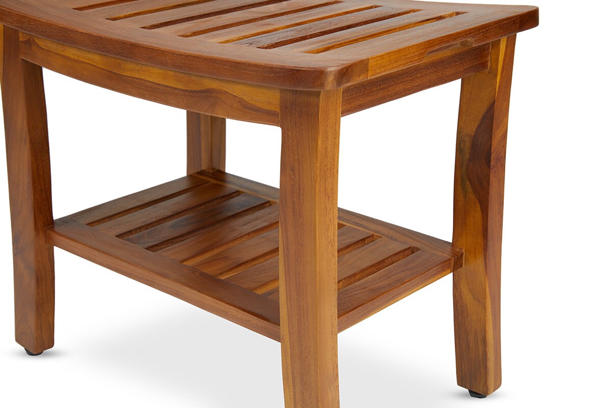 Teak Shower Bench With Shelf 21 Inch Fully Assembled Teak - Etsy