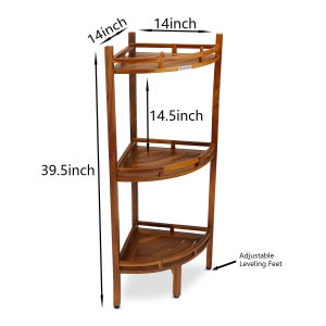 Teak Corner Shower Shelf, 3 Tier, 14Wx14Lx39.5H inches, Fully Assembled, The OM image 5