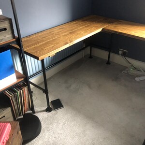 Industrial Corner Desk Reclaimed Rustic Scaffold Board L Shaped