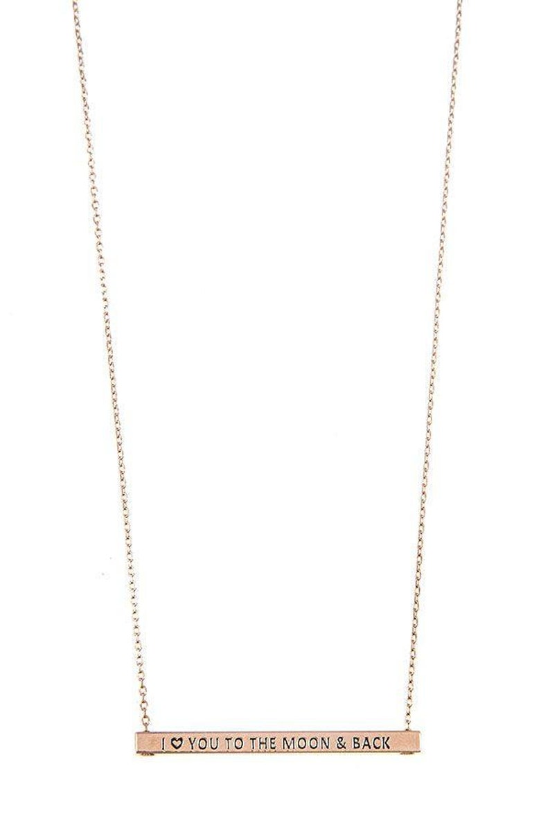 I Love You To The Moon And Back Bar Necklace Gifts foreveryone