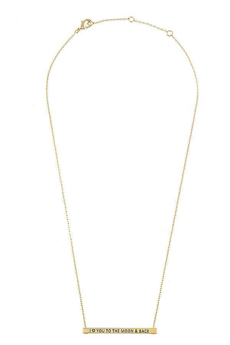 I Love You To The Moon And Back Bar Necklace Gifts foreveryone