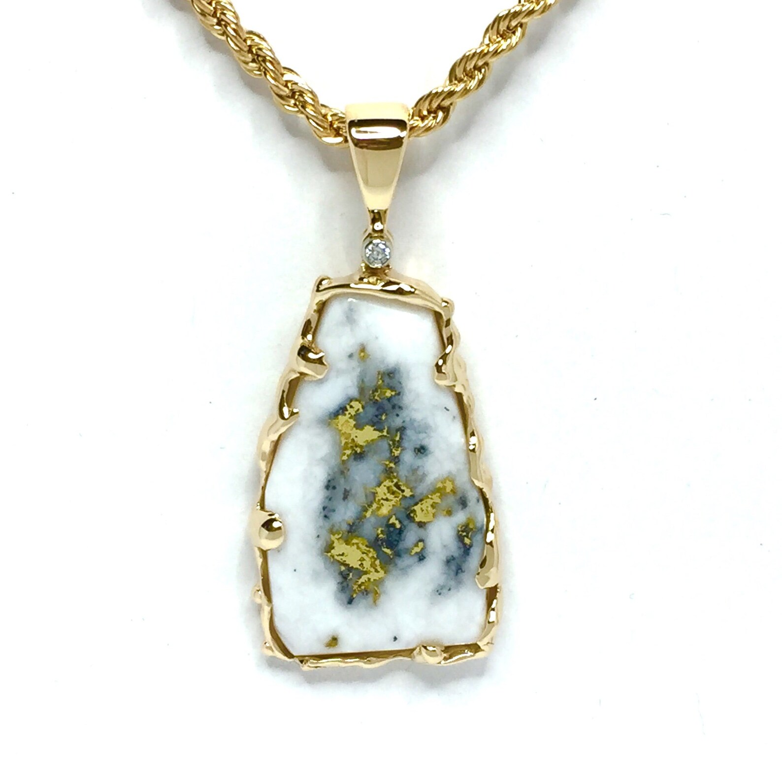 Gold Quartz Necklace Free Form Pendant All Natural Gold in Etsy