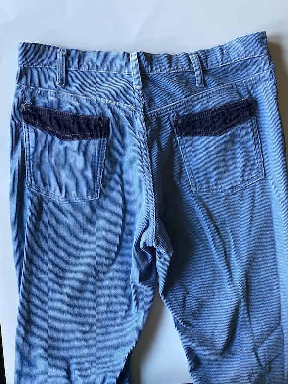 Vintage 1970s Light Blue Corduroy Pants - Size 33